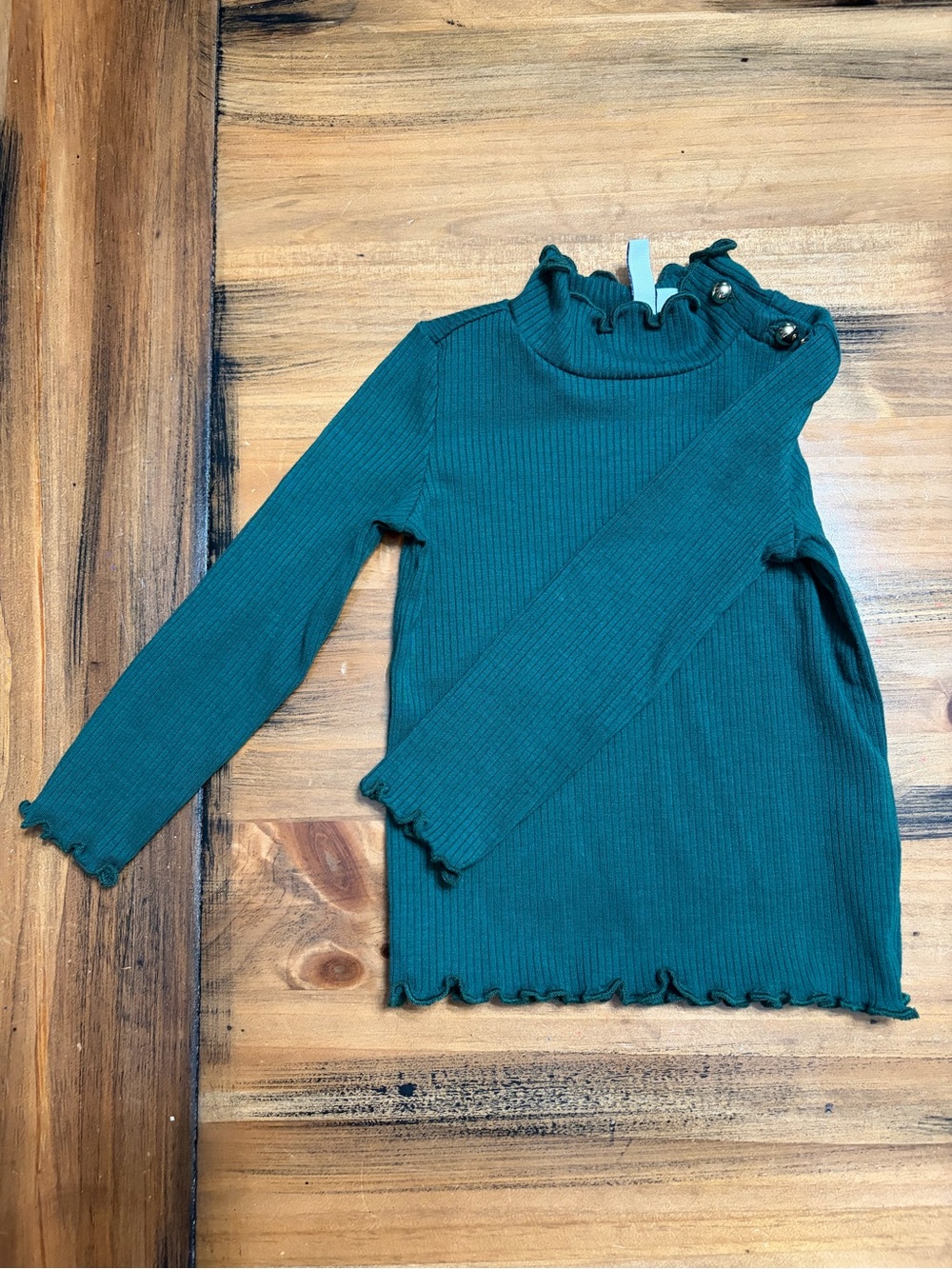 Toddler Girls Long Sleeve Ruffle Mock Neck Top - Green